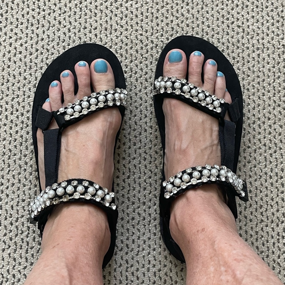 Designer sandals - Maje - size 9 (true to size). Details of pearls & crystals.